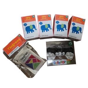 Lot of Party Favors & Games - Puzzles, Tangram Set, and Pop it